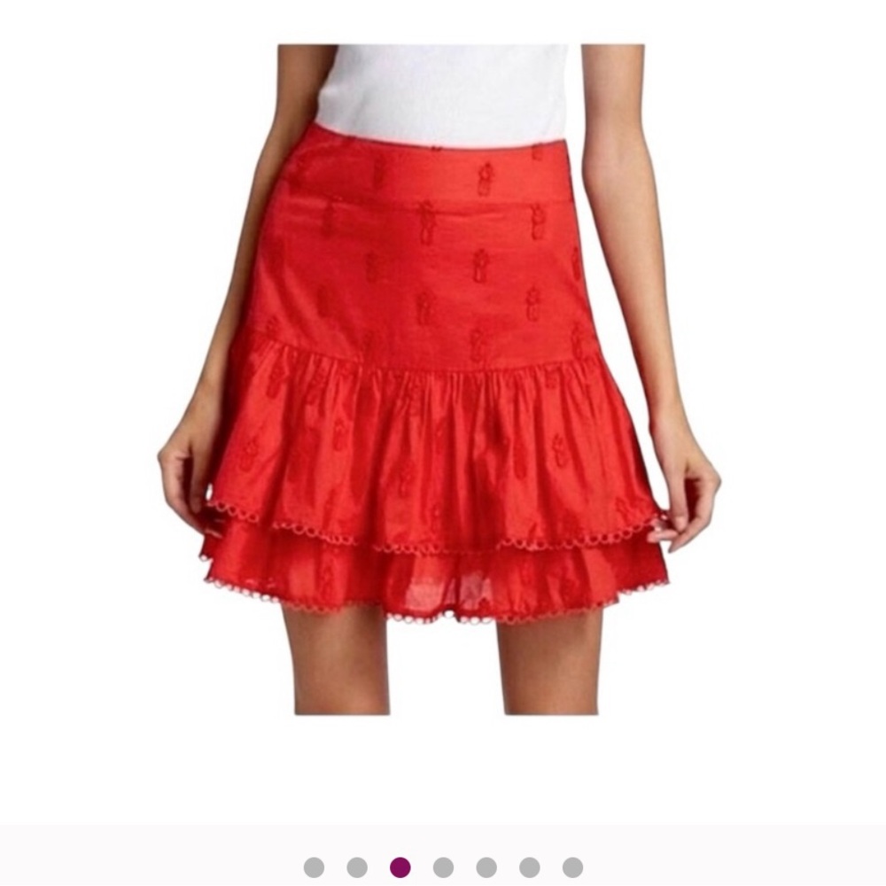 Red Tiered Ruffle Skirt - Women's